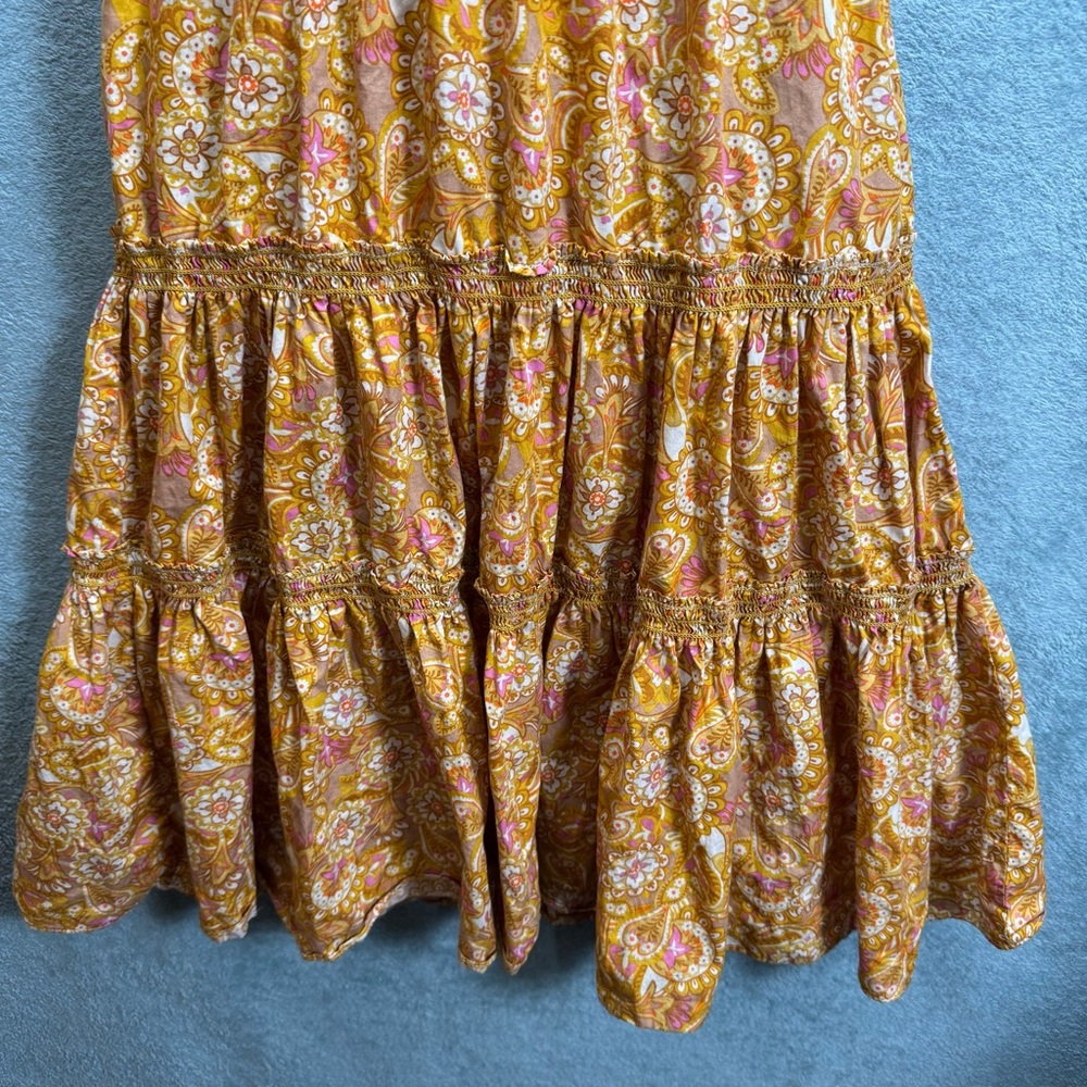 OPT Yellow Smocked Tiered Sundress with Flutter Sleeves Size XS - Picture 5 of 13